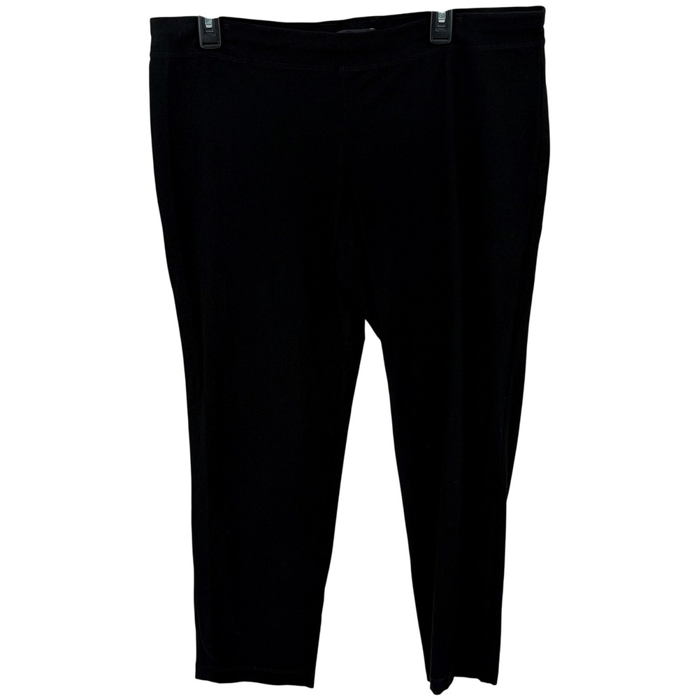 Eileen Fisher Pants Women Large Black Stretch Slim Ankle Lagenlook Staple Travel